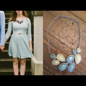 FREE w/ 2+ other items/ Aqua Jewel Bib Necklace